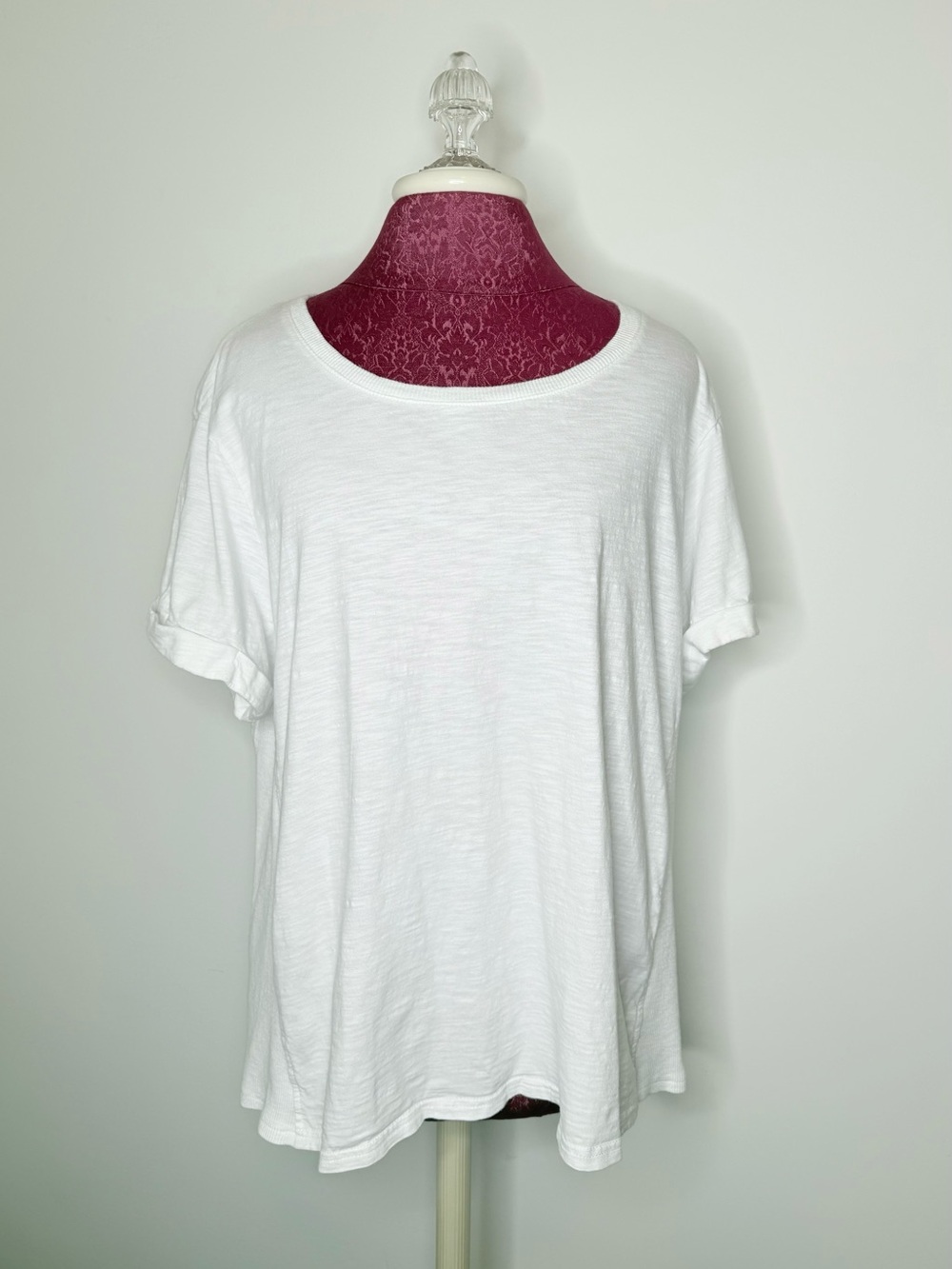Jane and Delancey 100% Cotton White Scoop Neck Short Sleeve Tee 2X